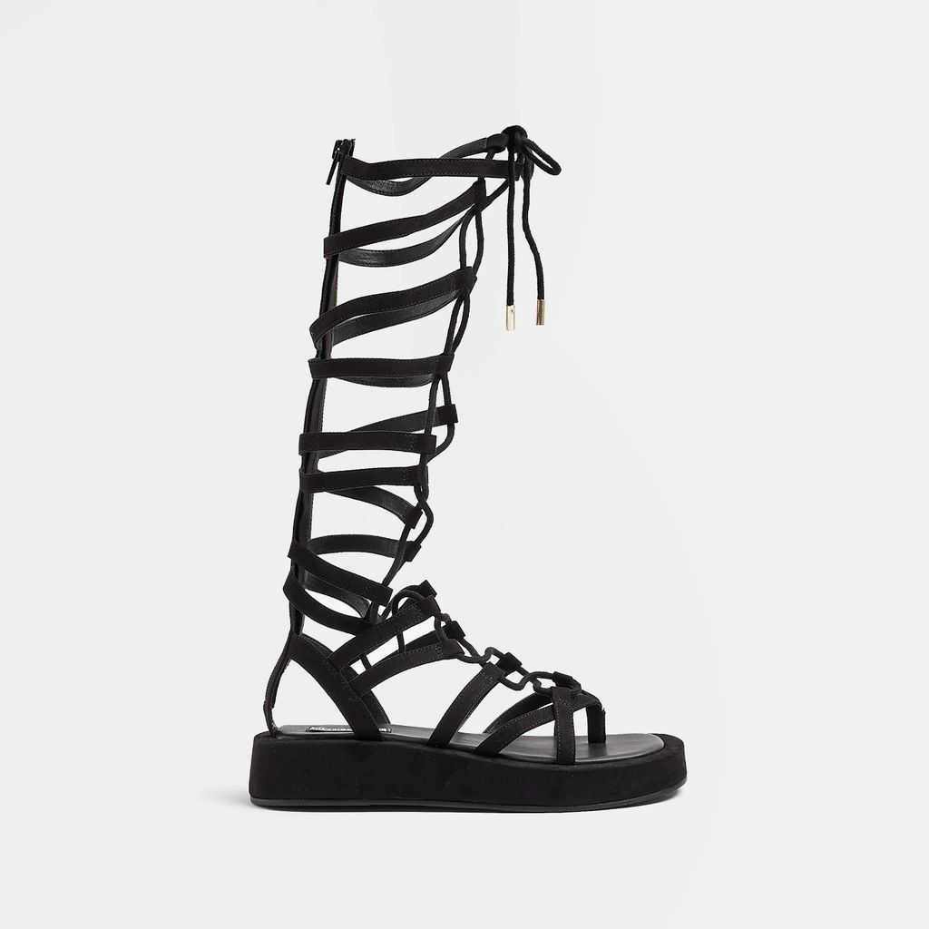 Womens Black high leg gladiator sandals