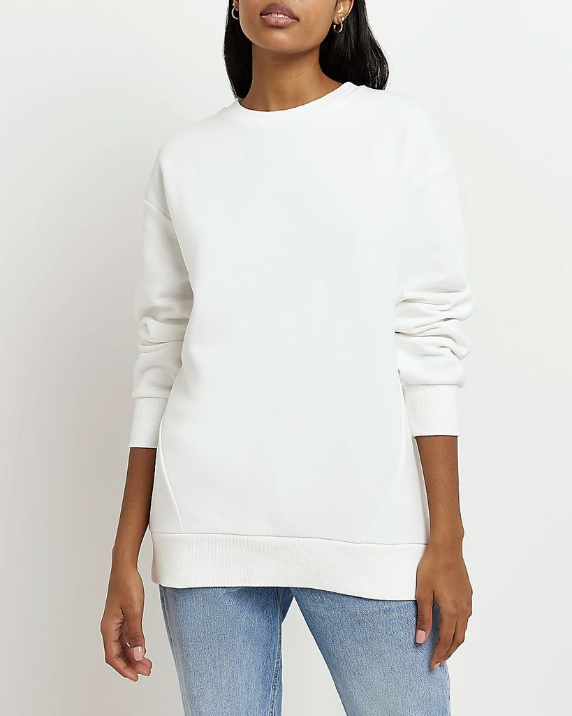 Womens White Longline Sweatshirt