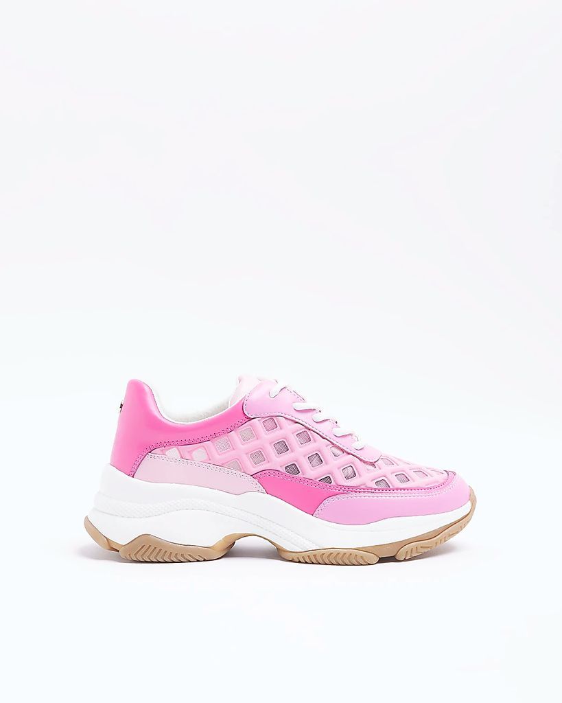 Womens Pink Cut Out Chunky Trainers