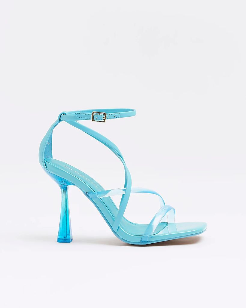 Womens Blue Wide Fit Strappy Heeled Sandals