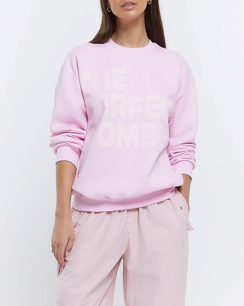 Womens Pink Graphic Print Sweatshirt