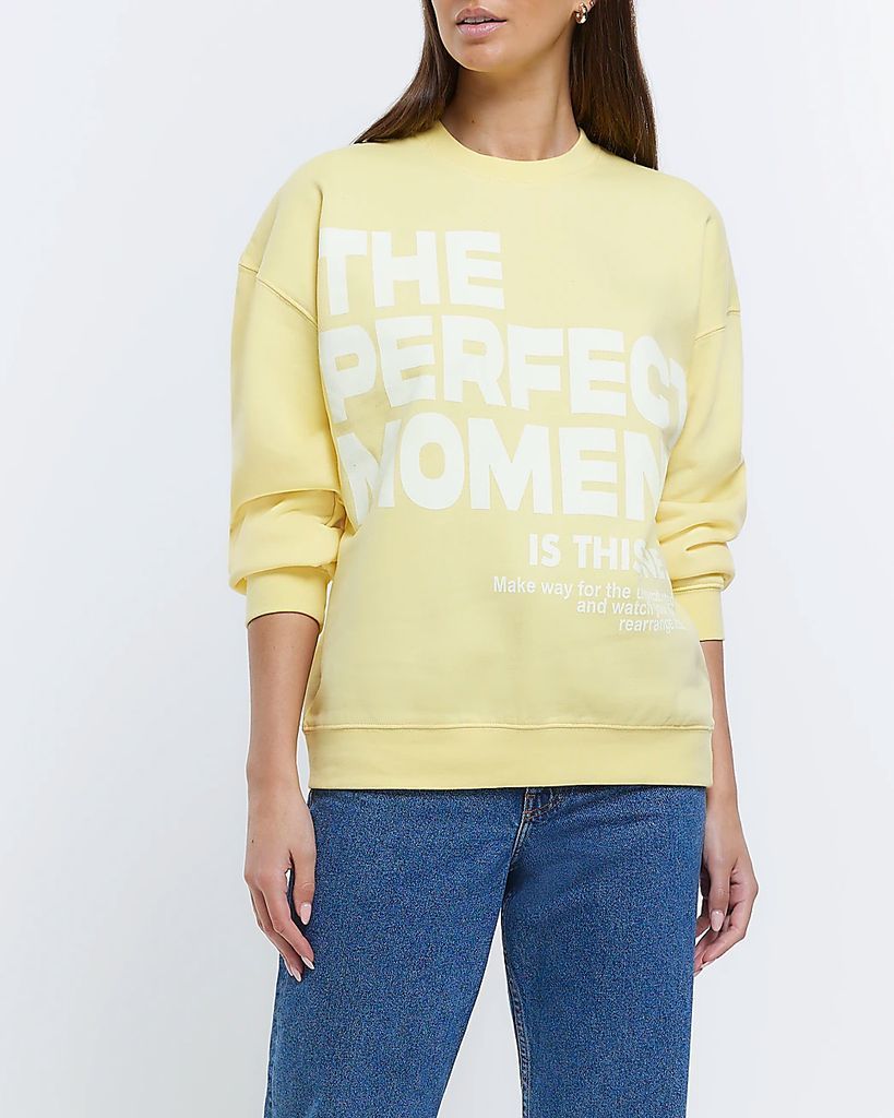 Womens Yellow Graphic Print Sweatshirt