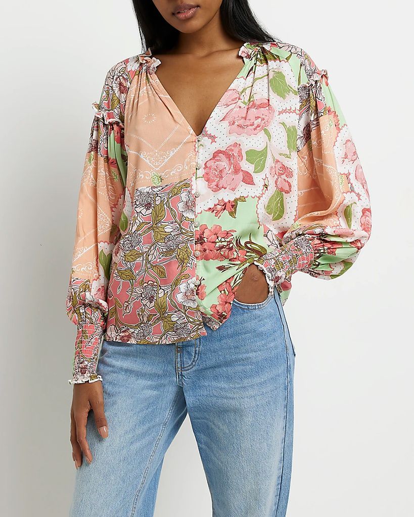 River Island Womens Pink Floral Blouse