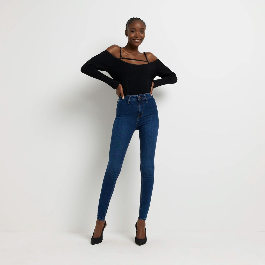 River Island Womens Blue High Waisted Skinny Jeans