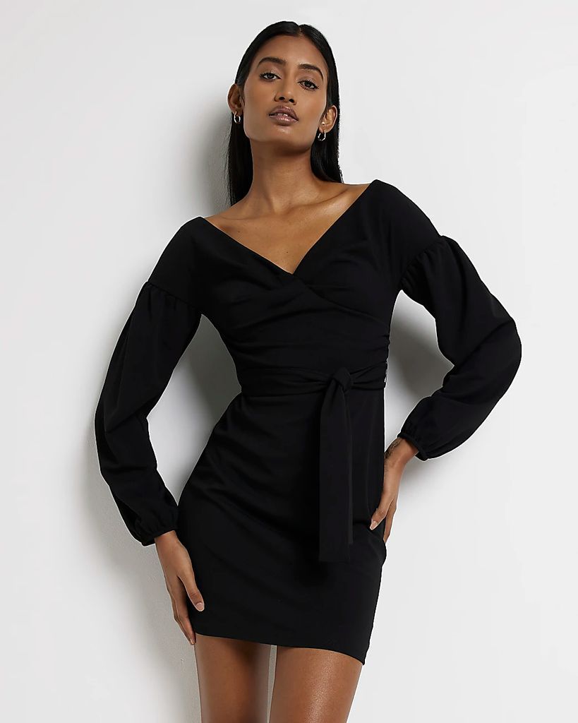 Womens Black Shift Mini Dress