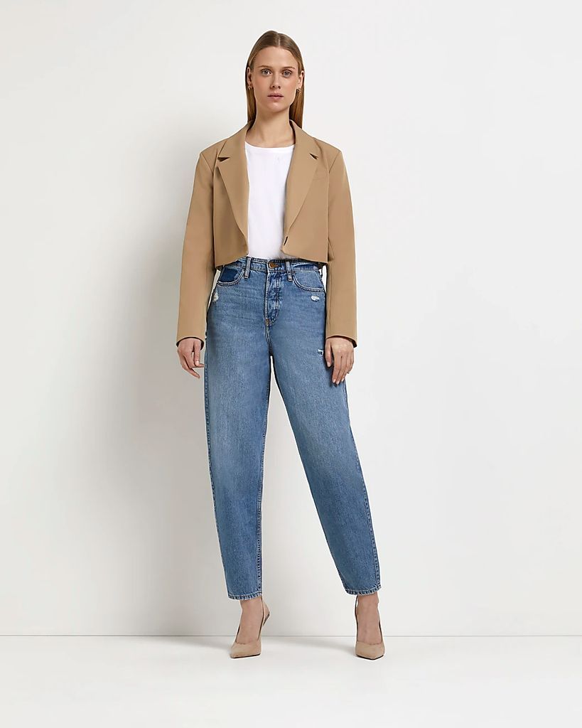 River Island Womens Blue High Waisted Tapered Jeans