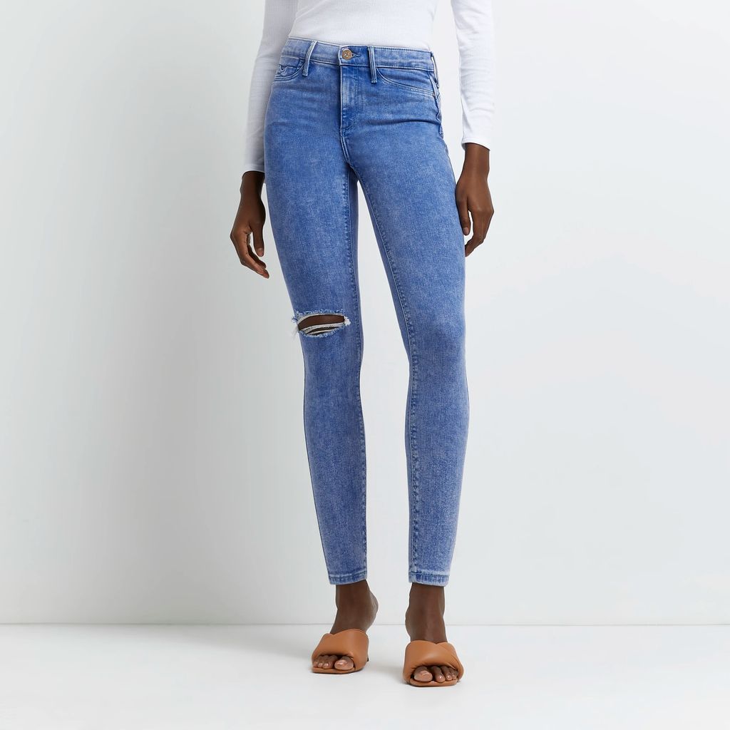 River Island Womens Blue Molly Mid Rise Skinny Jeans