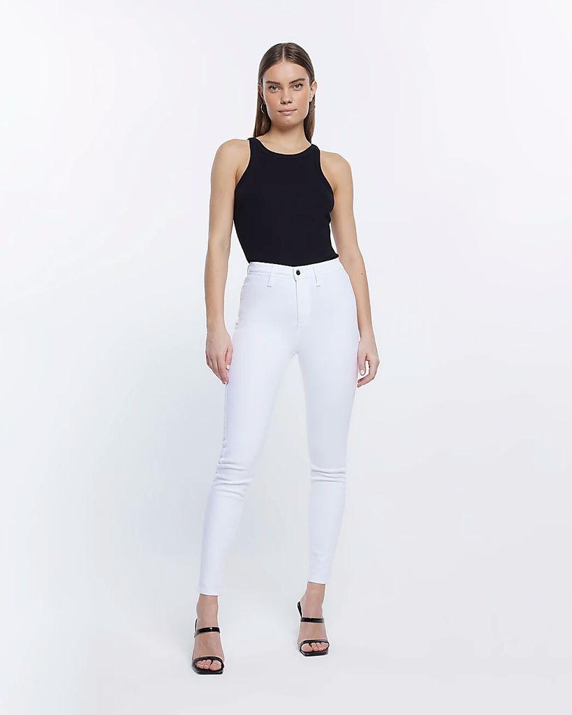 River Island Womens White High Waisted Skinny Jeans