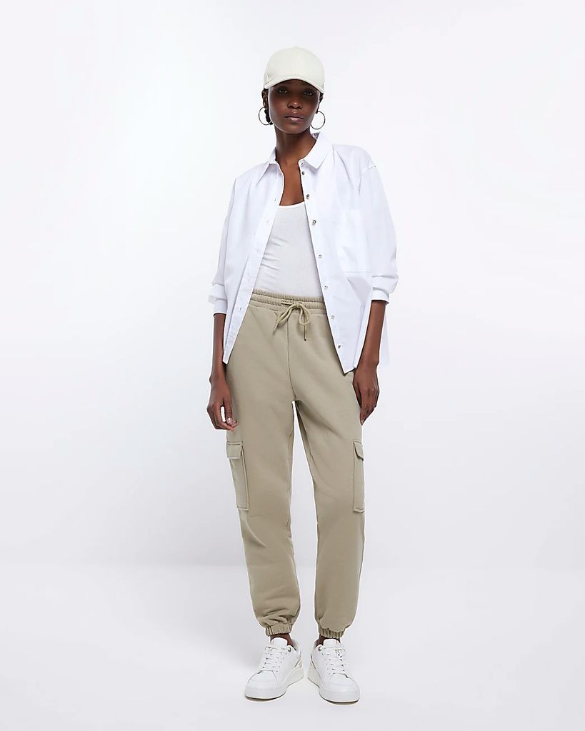 Womens Khaki Cargo Joggers