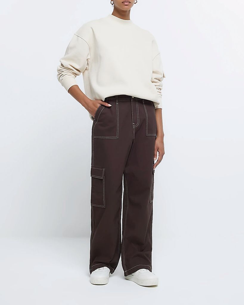 Womens Brown Utility Cargo Trousers