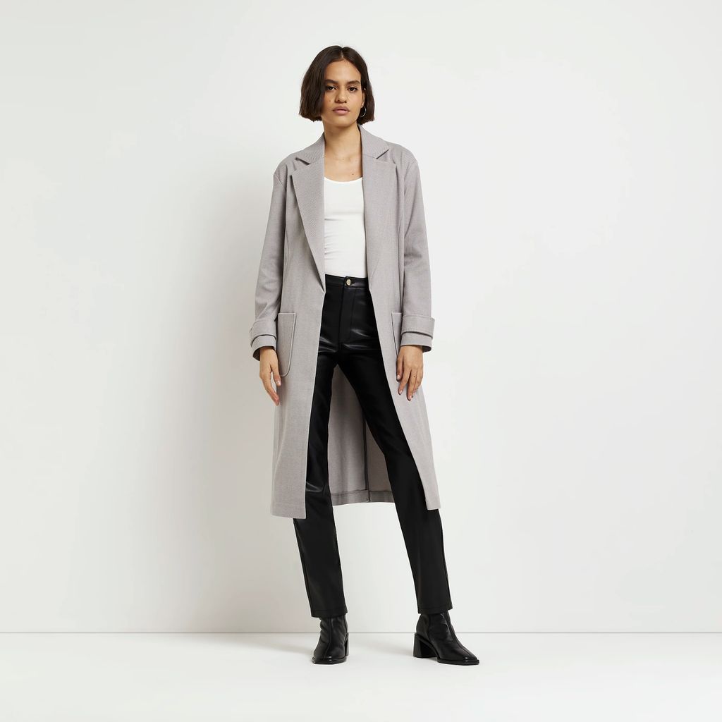 Womens Grey Longline Duster Coat