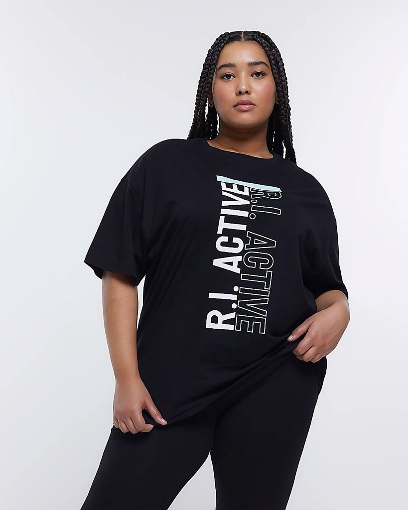 Womens Plus Black Ri Active Graphic Print T-Shirt