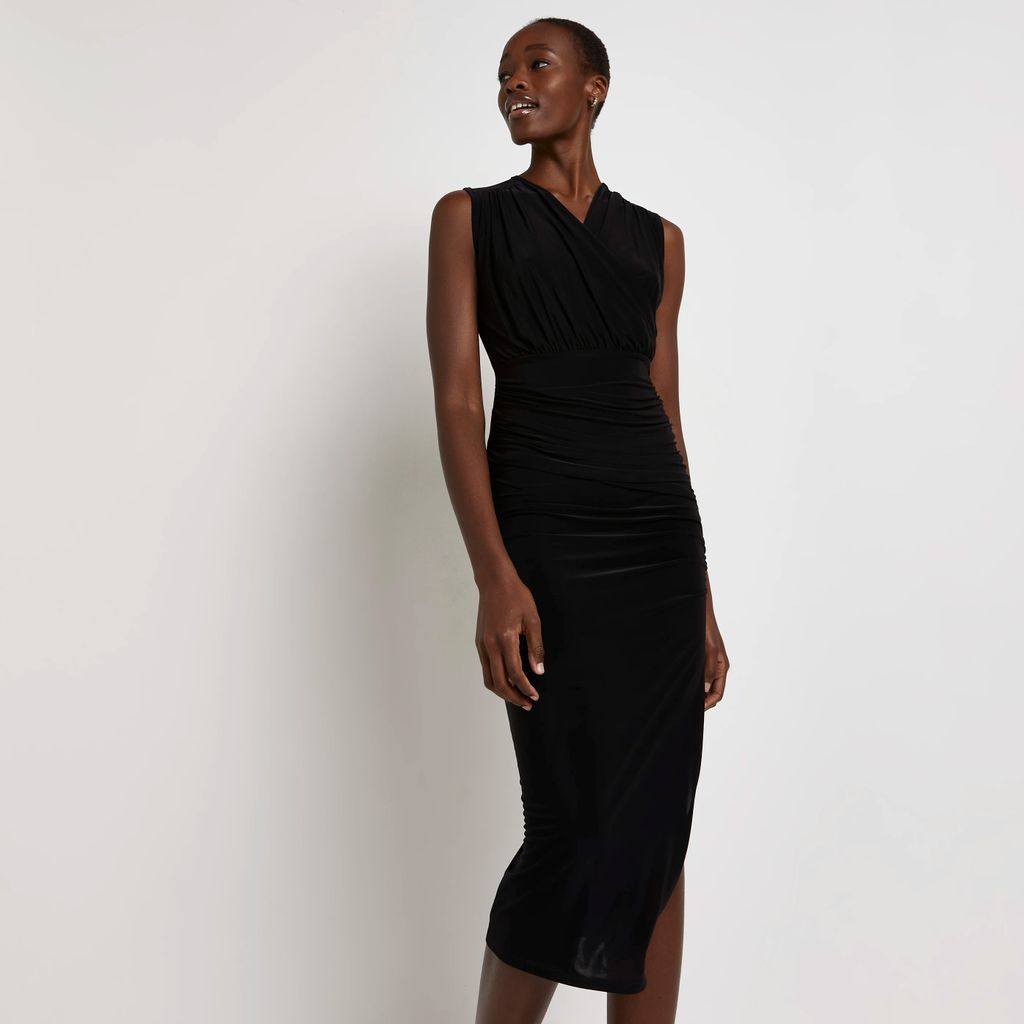 Womens Black Bodycon Midi Dress