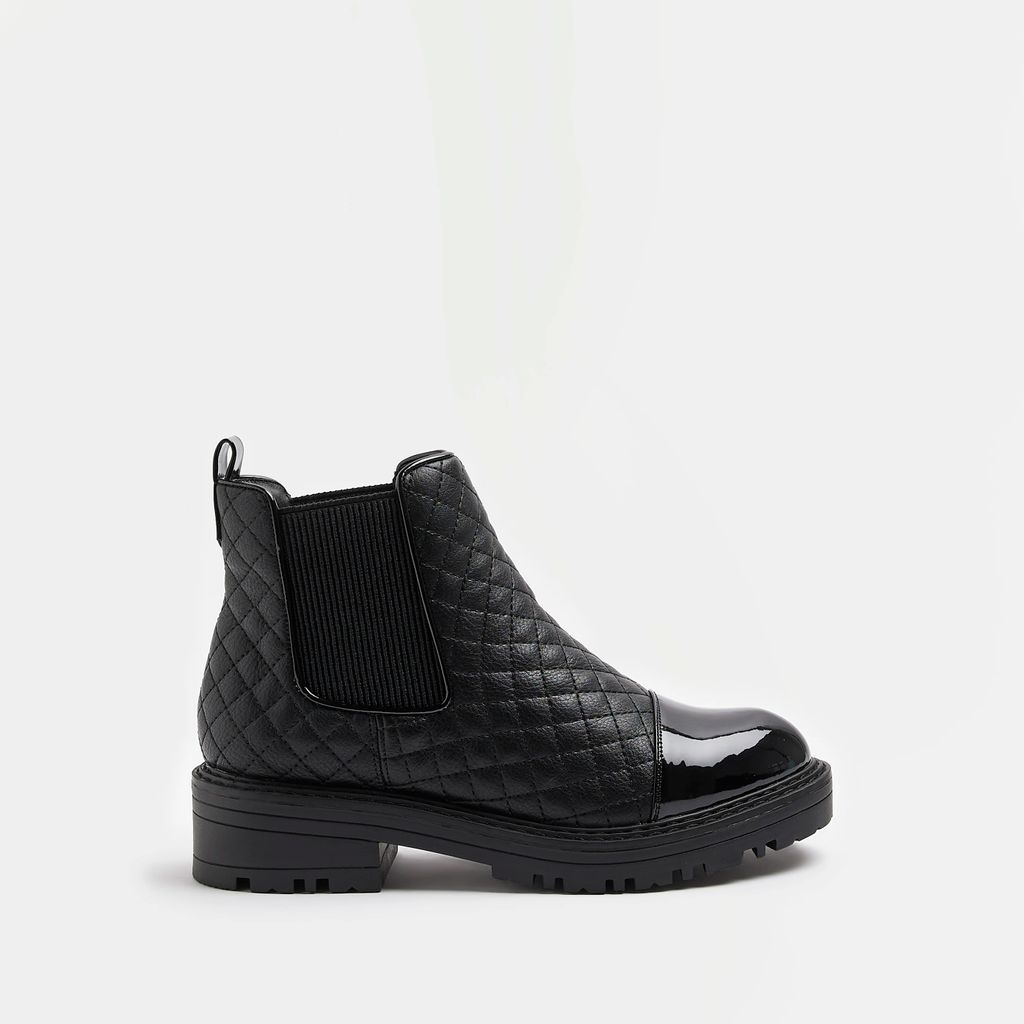 Womens Black Quilted Chelsea Boots