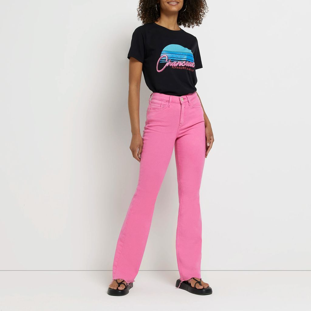 River Island Womens Black Graphic T-Shirt