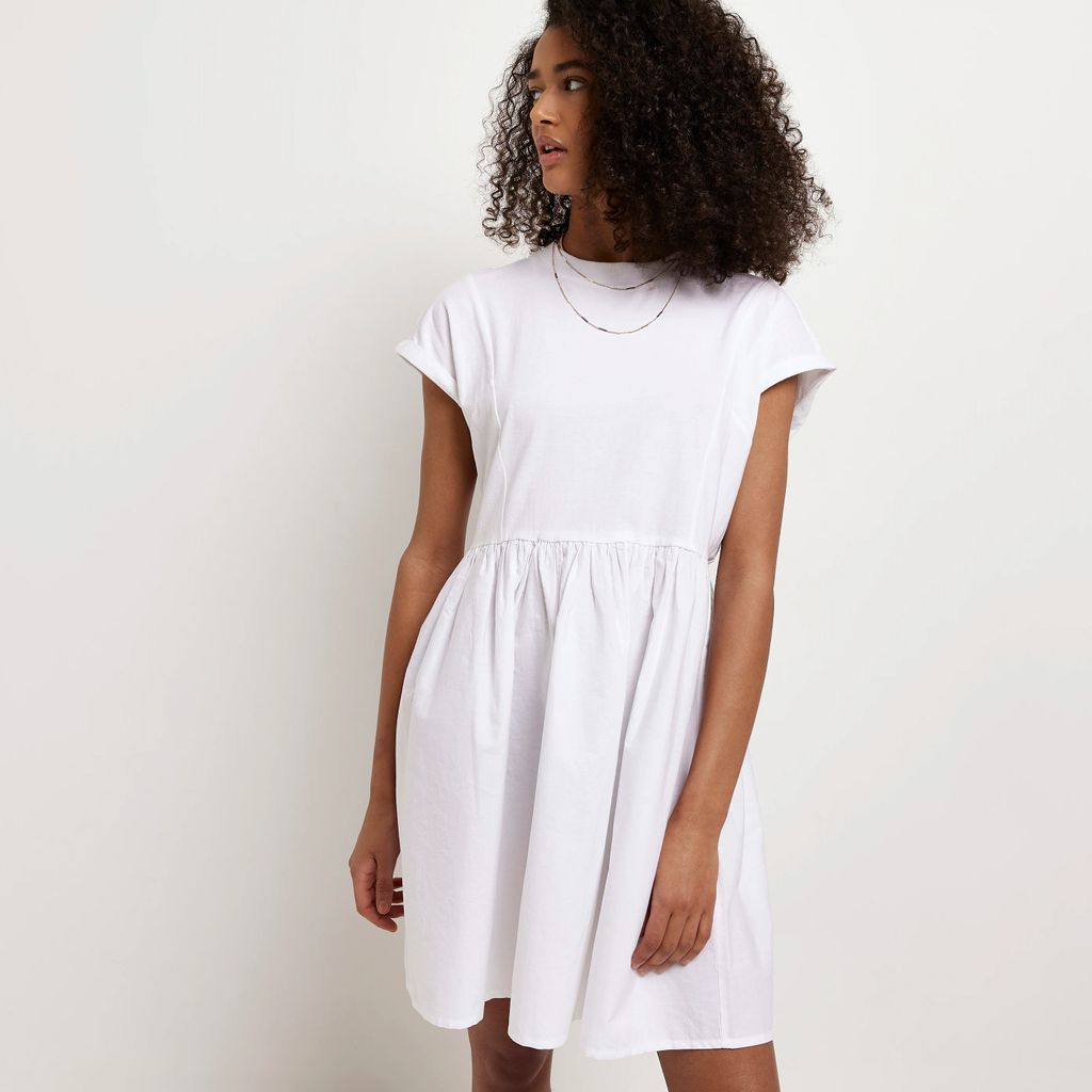 River Island Womens White T-Shirt Mini Dress