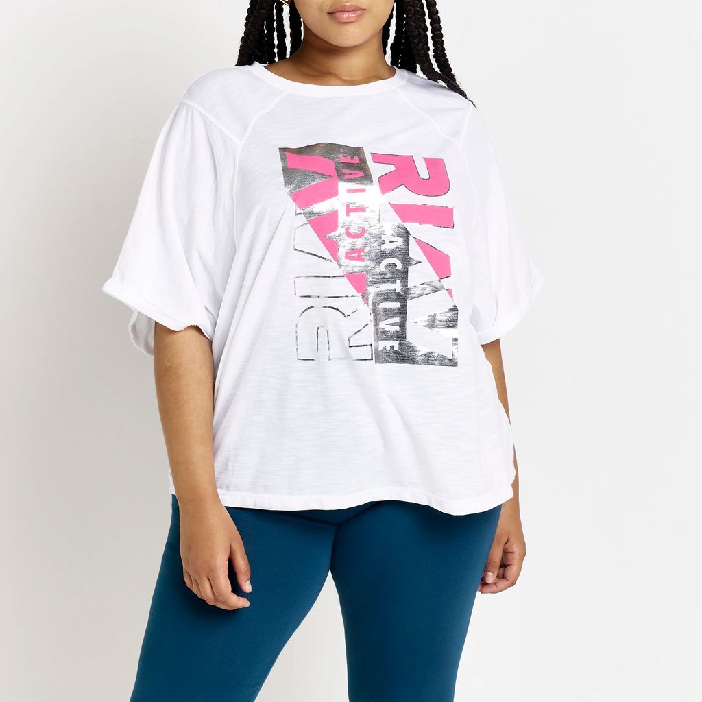 River Island Womens Plus White Ri Active Graphic T-Shirt