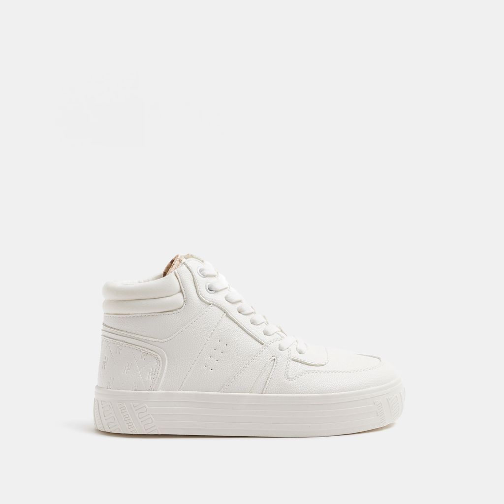 Womens White High Top Flatform Trainers