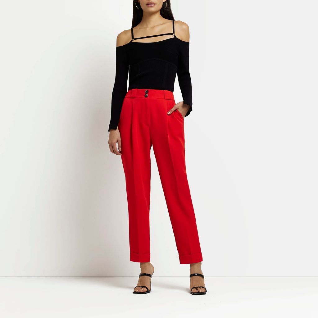 Womens Red Straight Leg Trousers