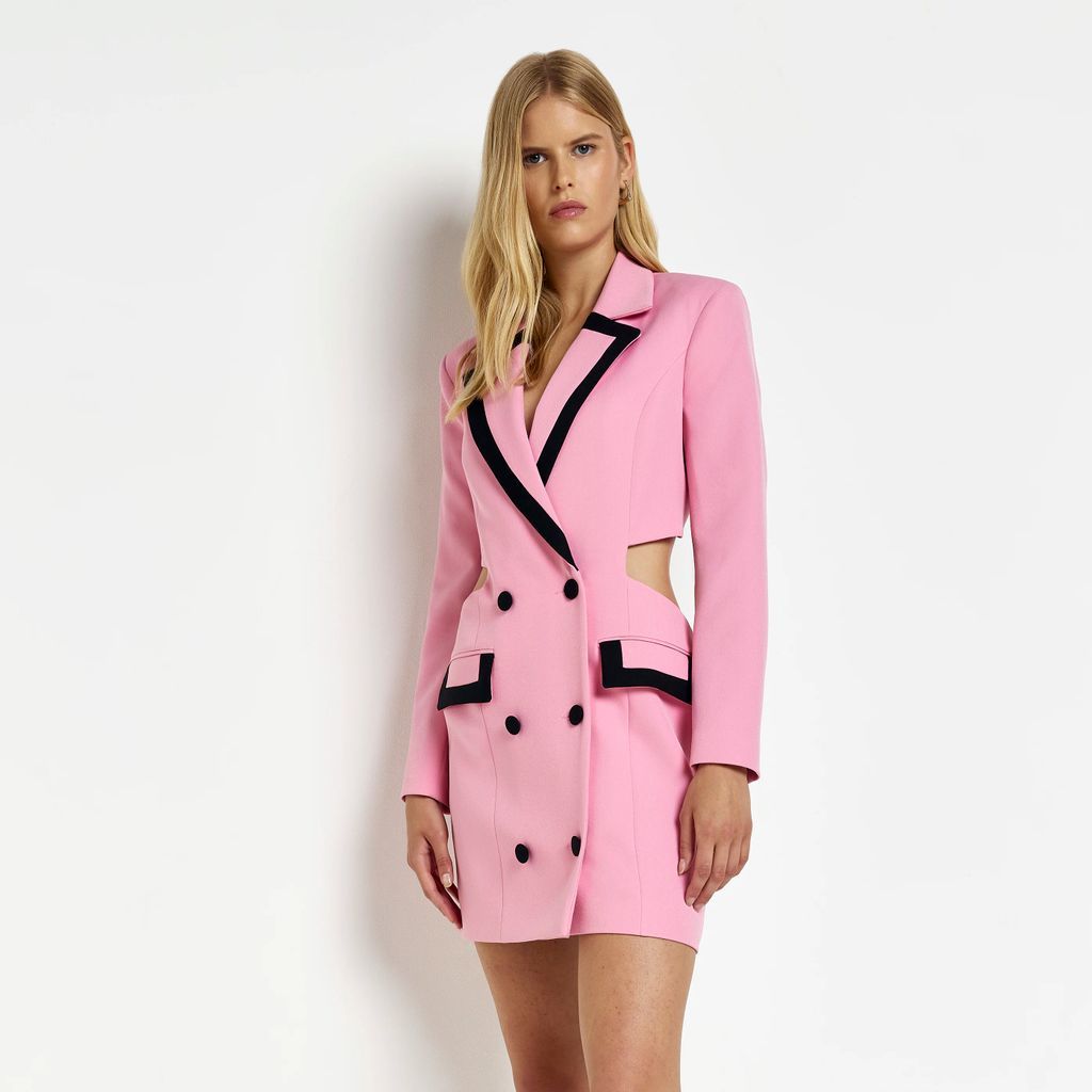 Womens Pink Cut Out Blazer Dress