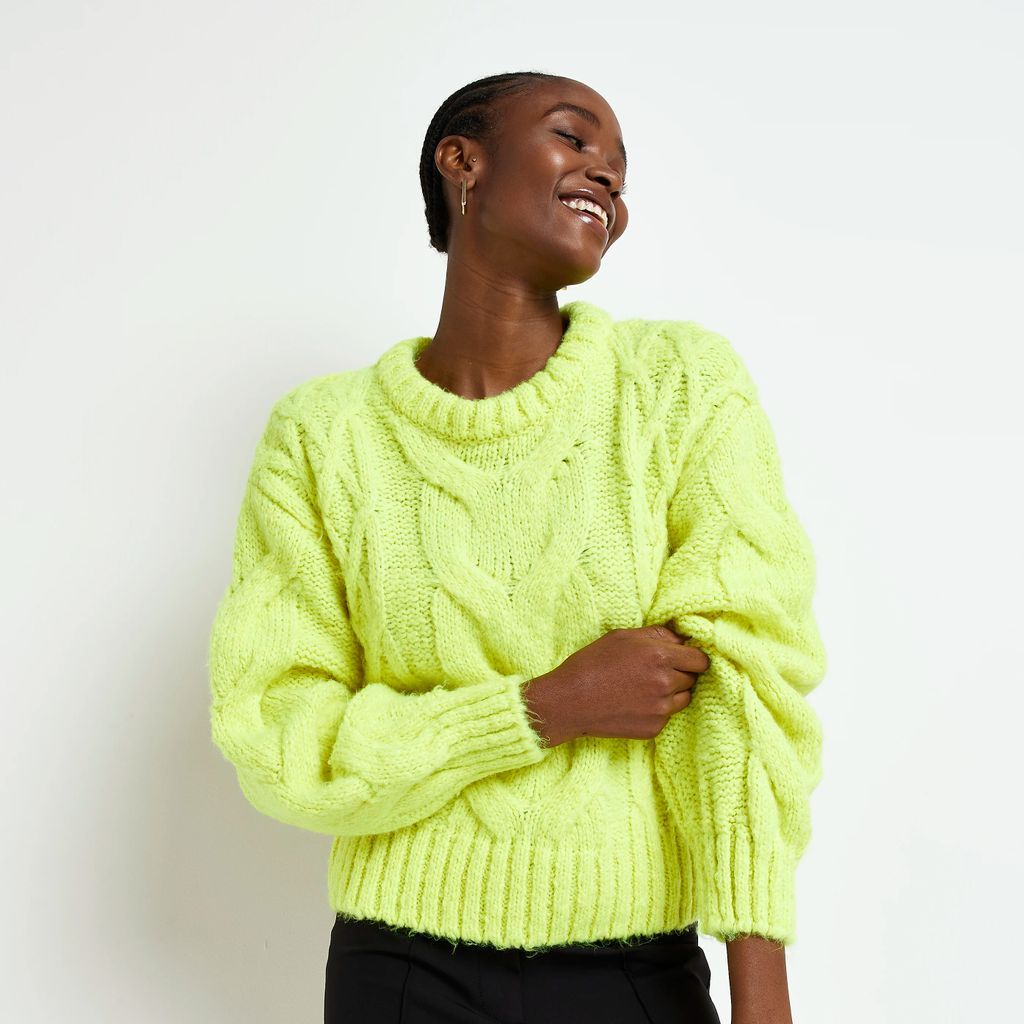 Womens Green Green Cable Knit Oversized Jumper