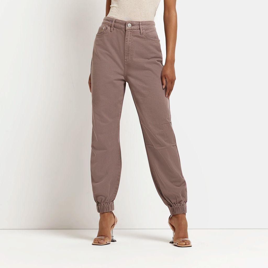 Womens Brown High Waisted Jogger Jeans