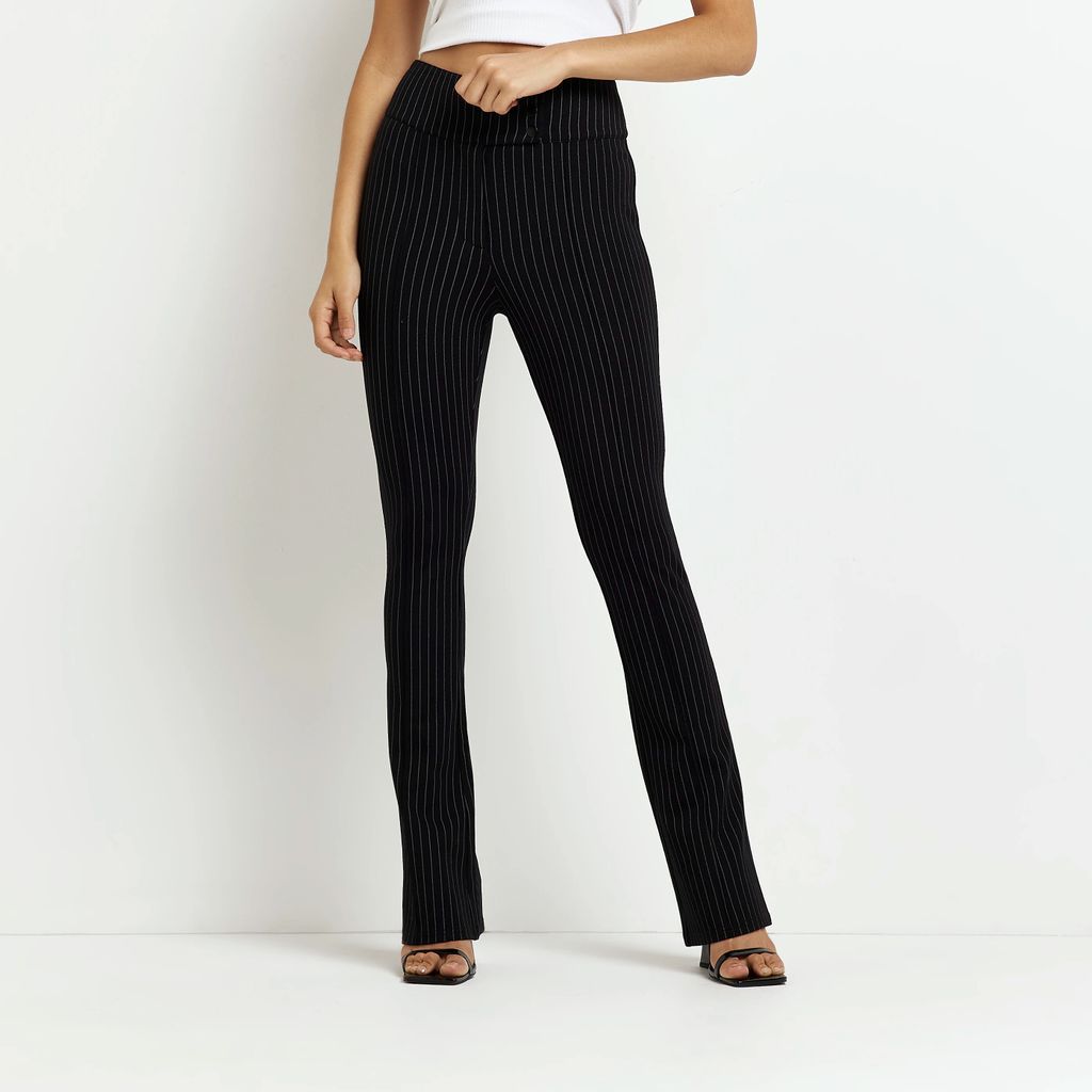 Womens Navy Ponte Striped Straight Trousers