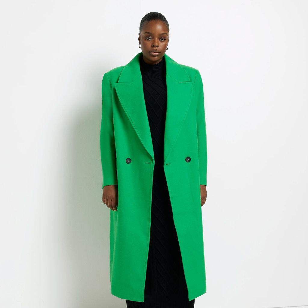 Womens Plus Green Oversized Longline Coat
