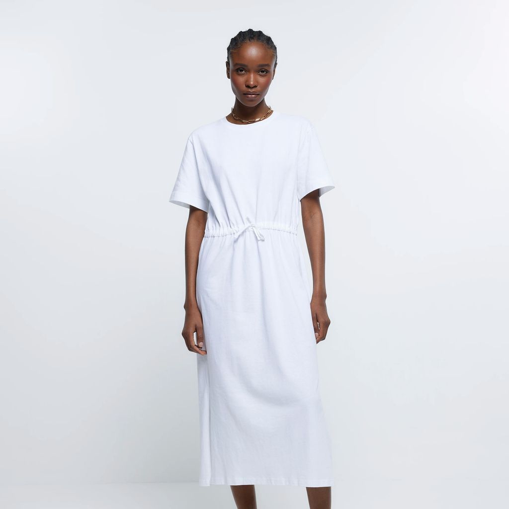 River Island Womens White Short Sleeve T-Shirt Midi Dress