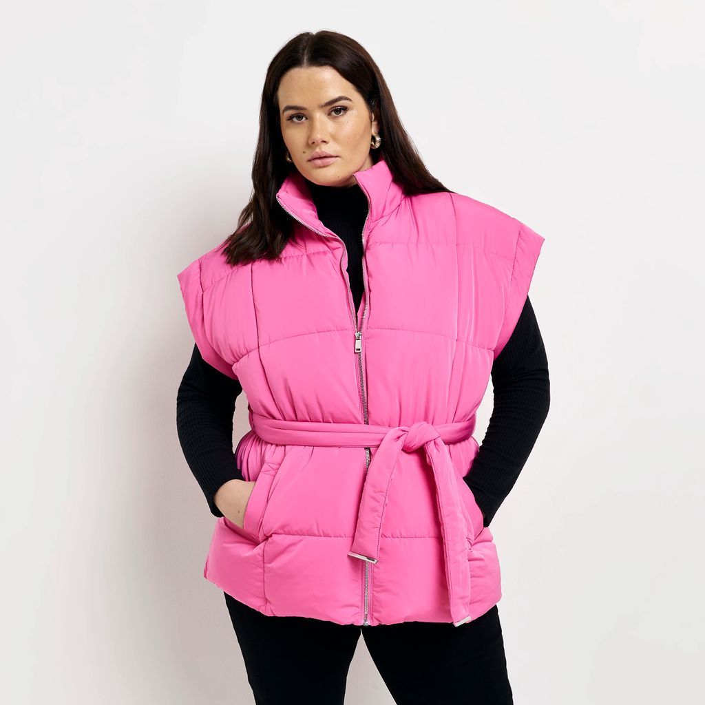 River Island Womens Plus Pink Quilted Utility Gilet