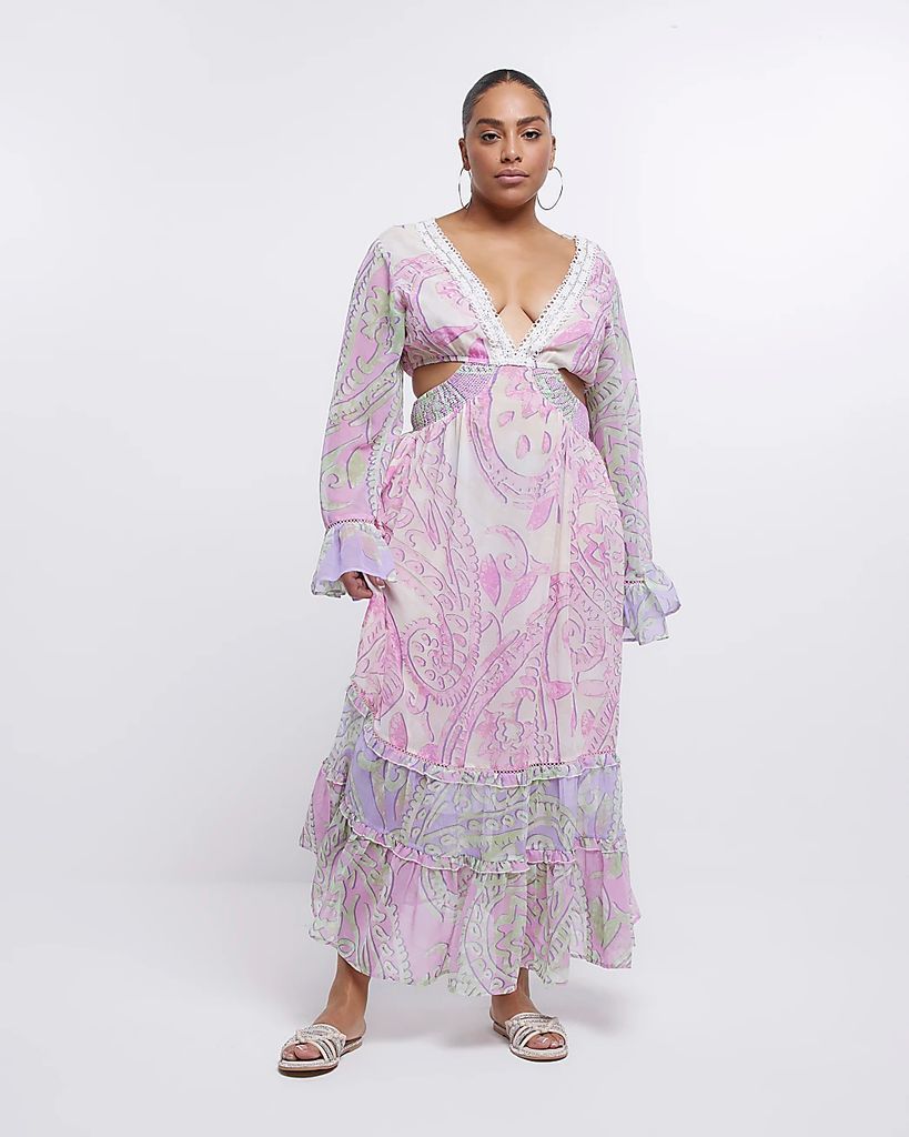 River Island Womens Plus Purple Paisley Print Maxi Dress