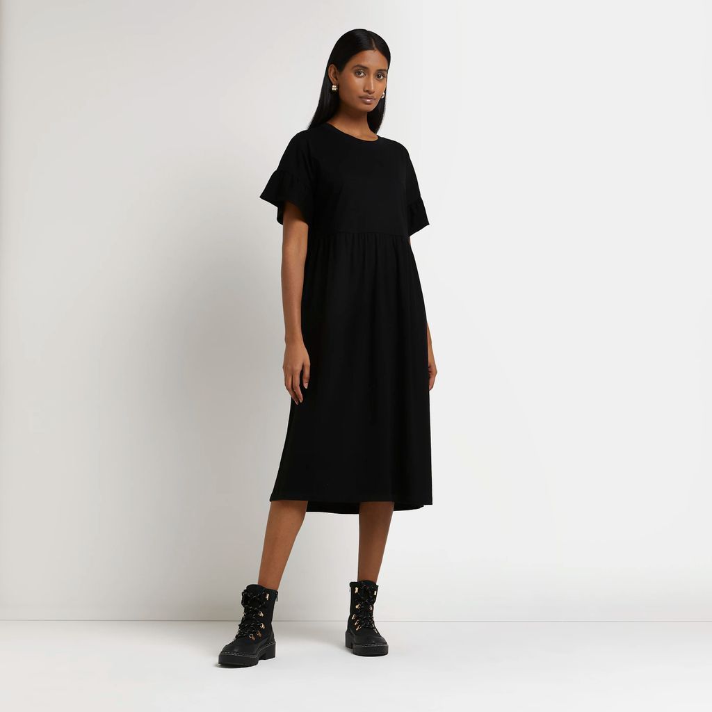 River Island Womens Black T-Shirt Midi Dress