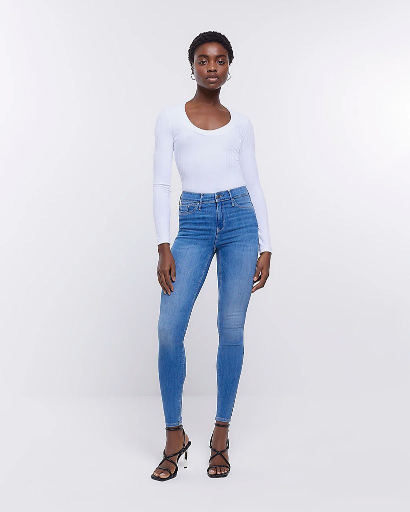 Womens Blue Molly High Waisted Sculpt Skinny Jeans