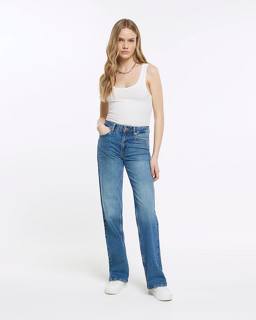 River Island Womens Blue Relaxed Bootcut Jeans