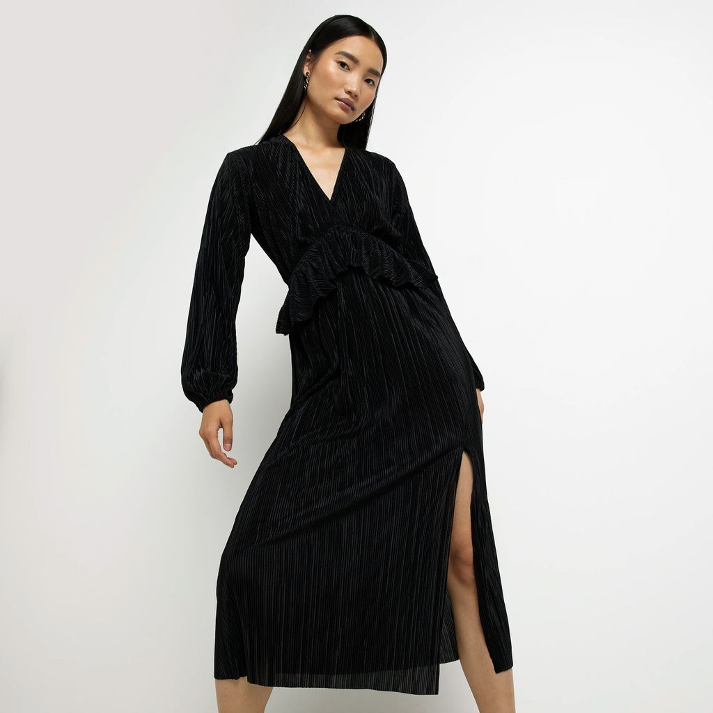Womens Black Long Sleeve Midi Dress