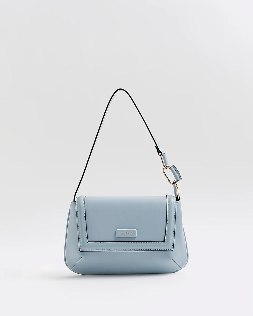 Womens Blue Chain Detail Shoulder Bag