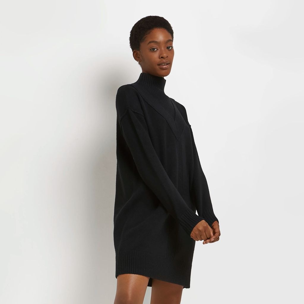 Womens Black Knitted Mini Dress