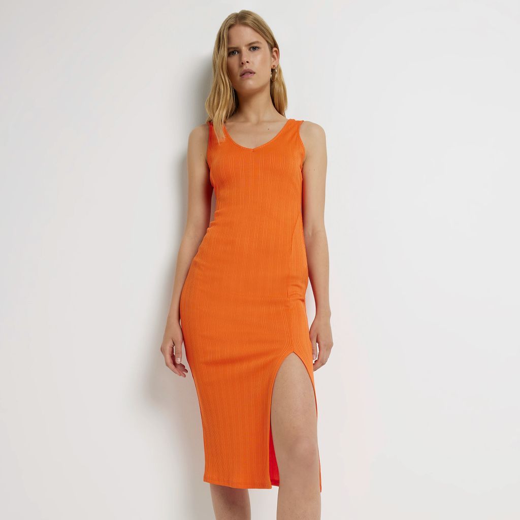 River Island Womens Orange Bodycon Midi Dress