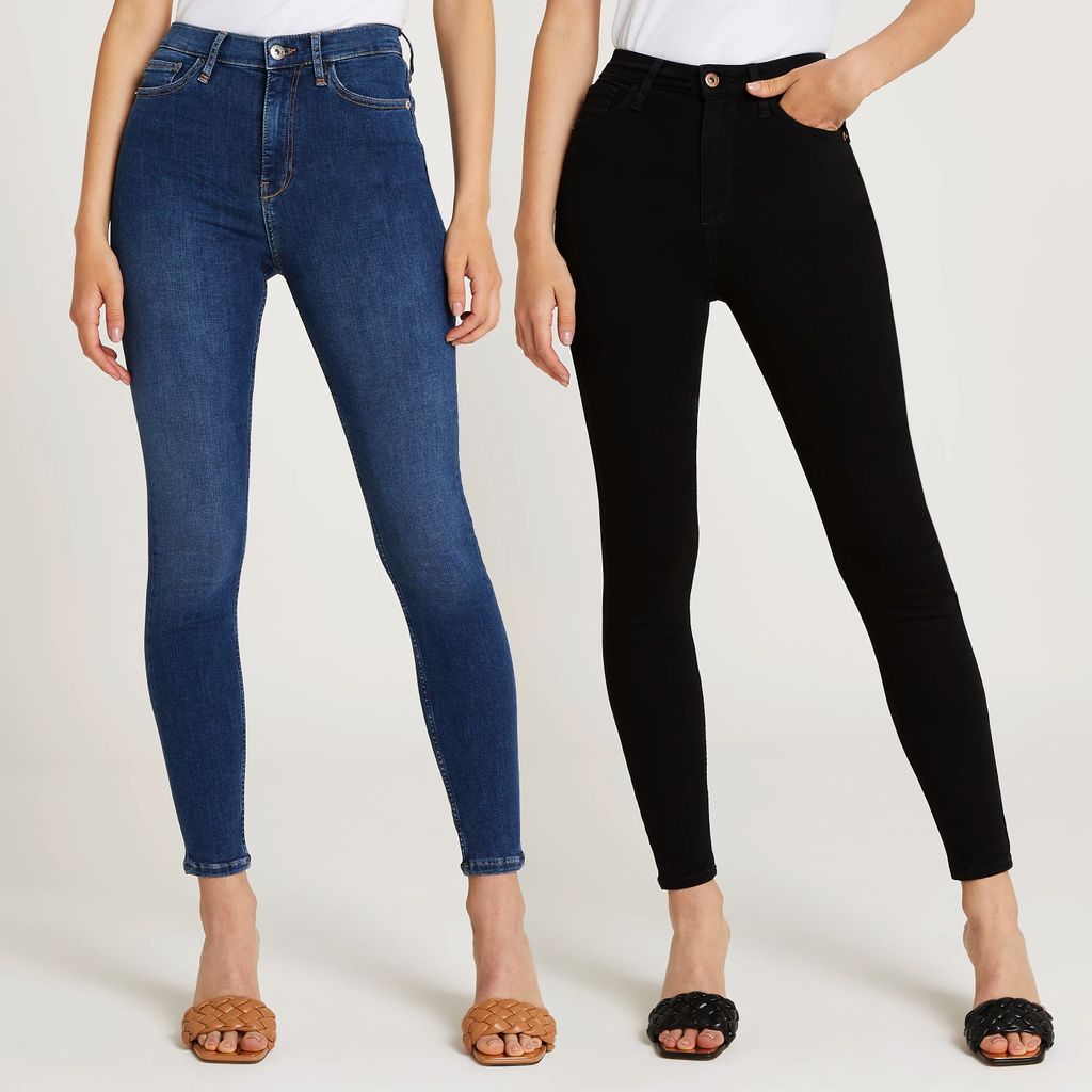 River Island Womens Black High Waisted Skinny Jeans Multipack