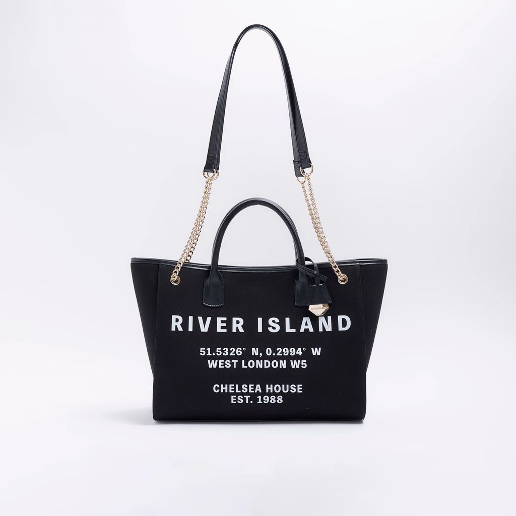 River Island Womens Black Ri Canvas Shopper Bag