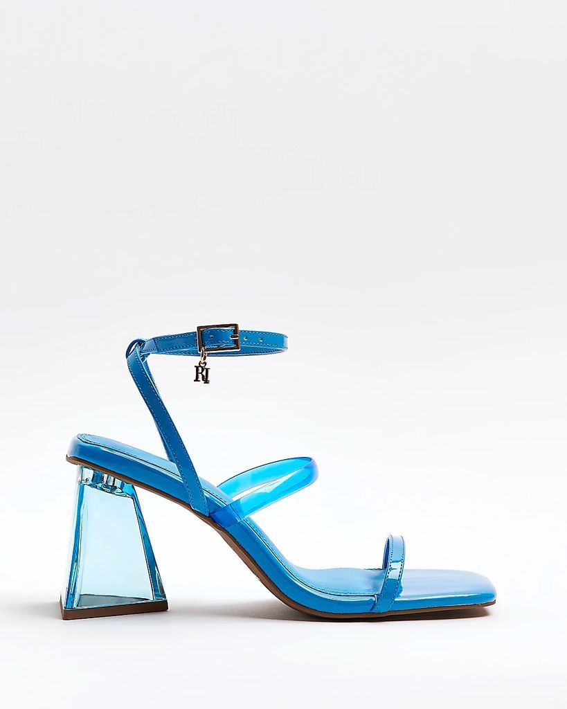 Womens Blue Perspex Heeled Sandals