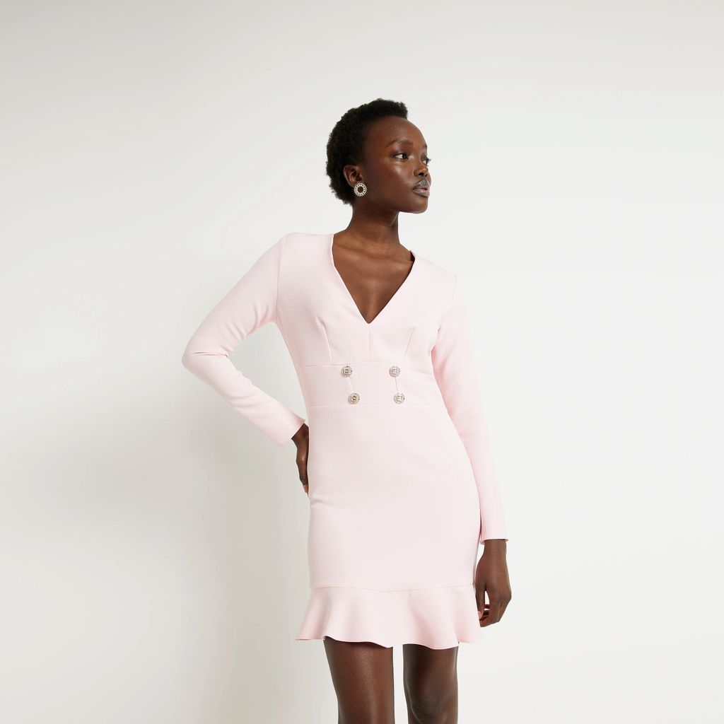 Womens Pink Bodycon Mini Dress