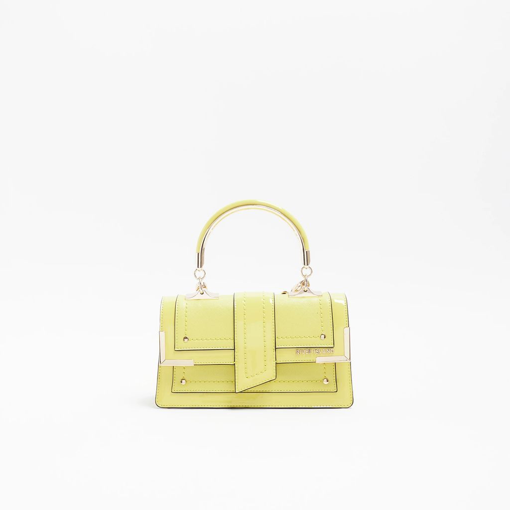 River Island Womens Yellow Faux Leather Satchel Bag