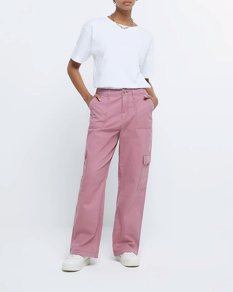 River Island Womens Pink Utility Cargo Trousers