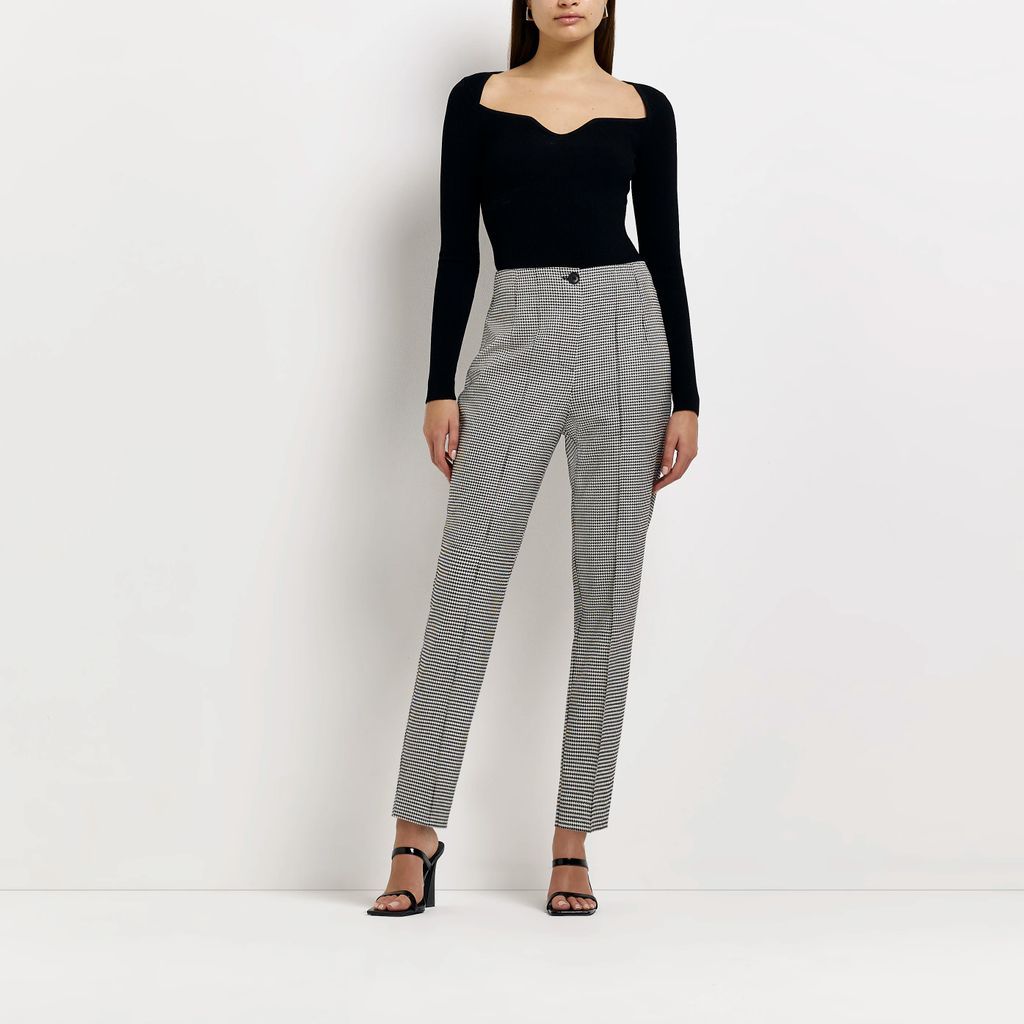 Womens Black Dogtooth Cigarette Trousers