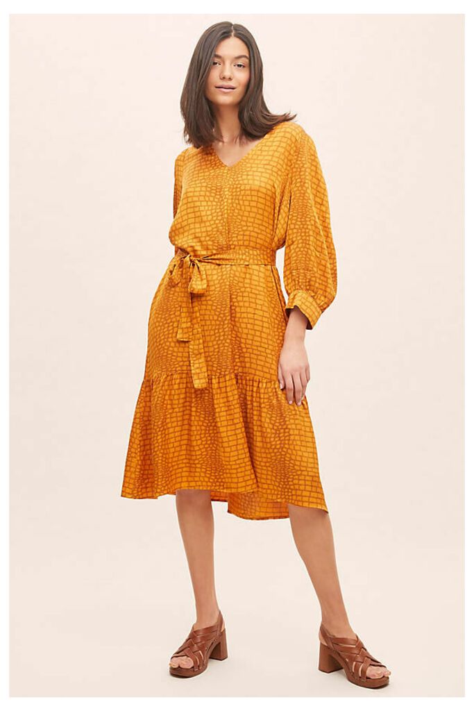 Gestuz Tabby Tiered Midi Dress - Orange, Size Xs