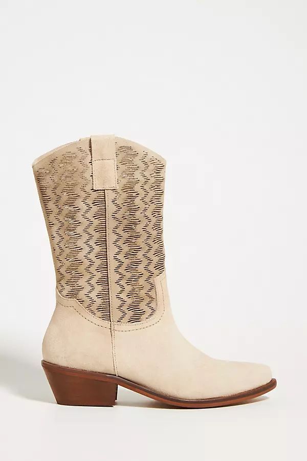 Cut-Out Suede Western Boots