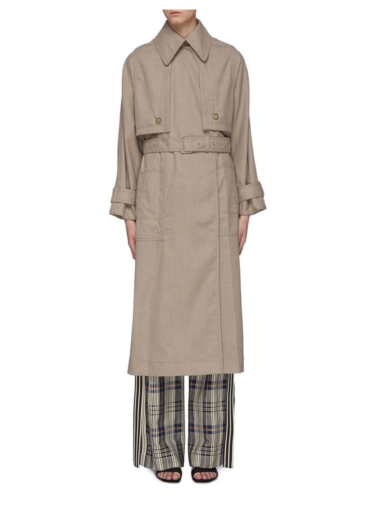 Belted flannel trench coat
