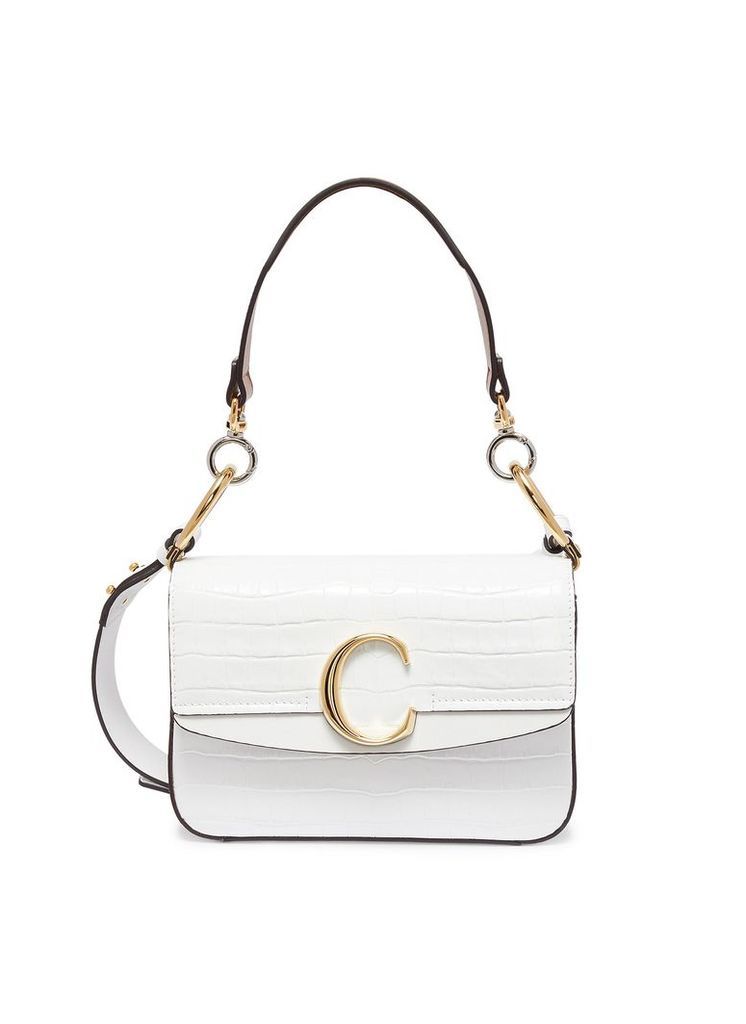'Chloé C' small croc embossed leather double carry bag