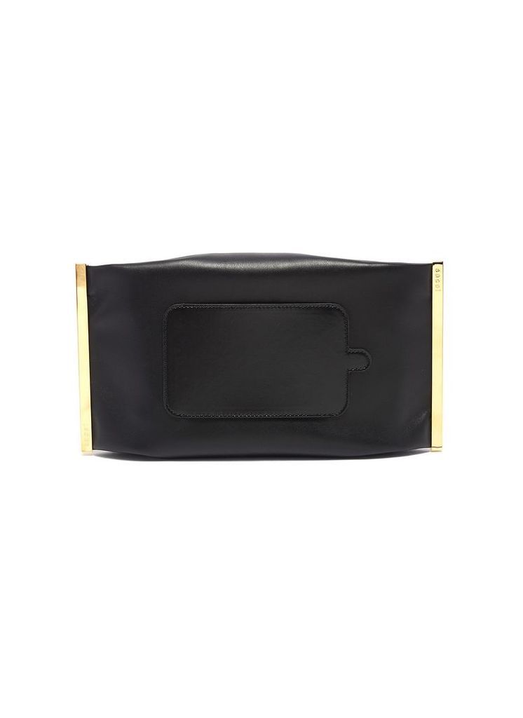 Wrist panel leather clutch